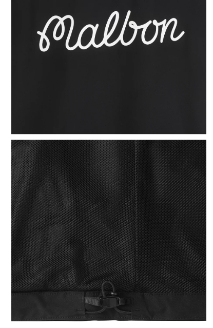 Malbon men short sleeve jacket zip pull and placket close-up