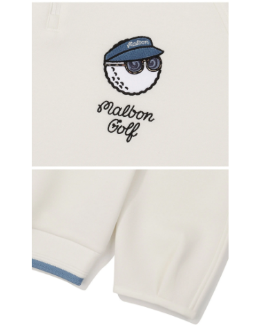 Malbon women's half-zip stand-collar golf sweatshirt — embroidered logo close-up