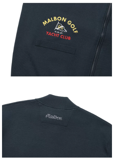 Malbon Preserve Yacht Club Cardigan Navy Navy golf cardigan front view