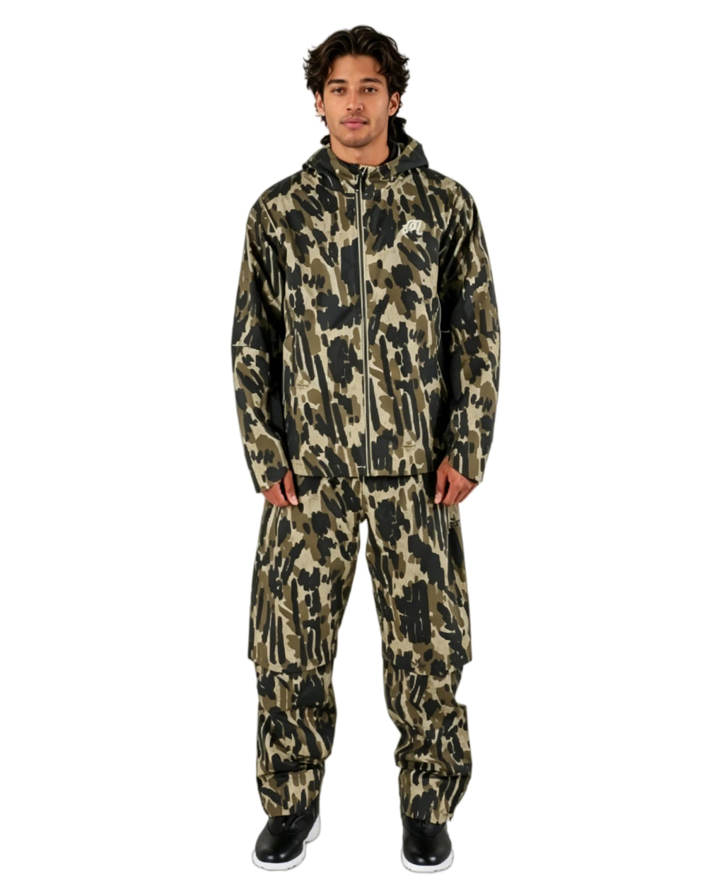 Malbon Tour Divot Camo Rain Pant Bark Camo Bark Camo golf rain pant front view