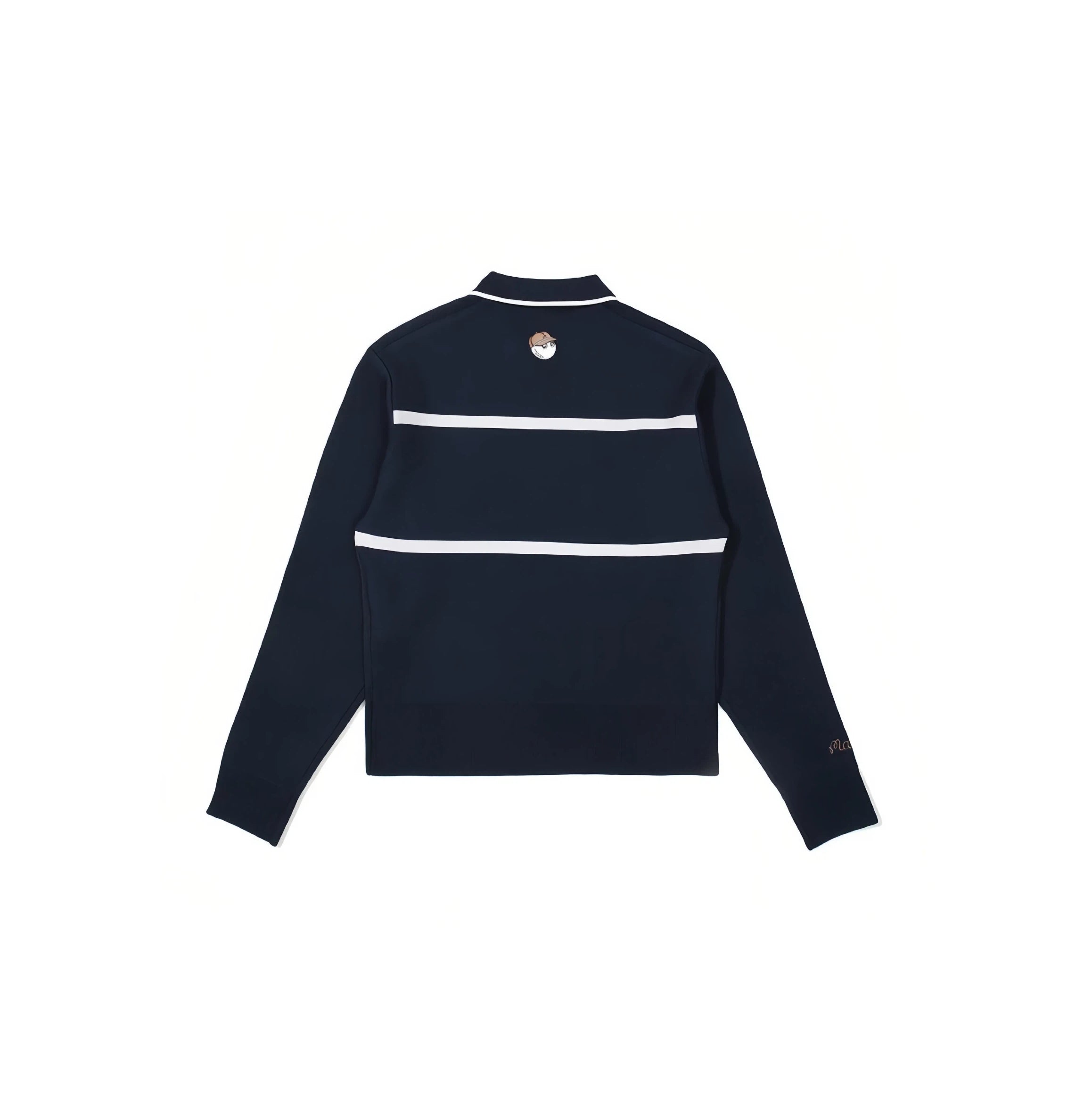 Malbon Women's Knit Golf Sweater Polo — cuff embroidery and ribbed hem detail