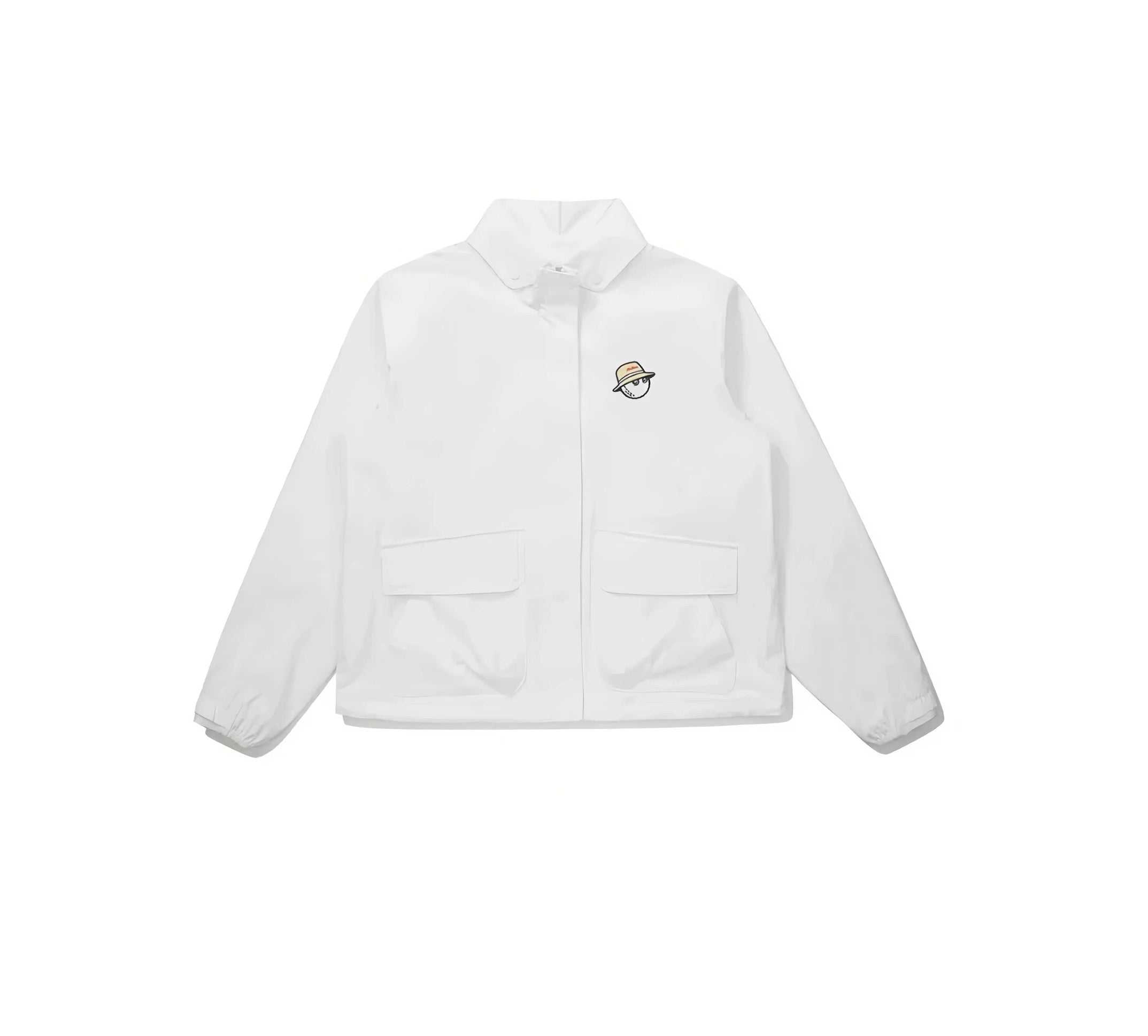 Malbon women hooded golf windbreaker in beige front view