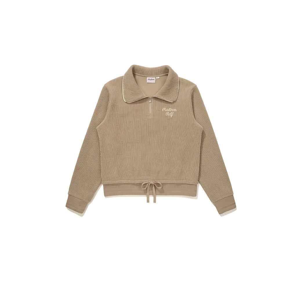 Malbon women sweatshirt lifestyle on course styled view