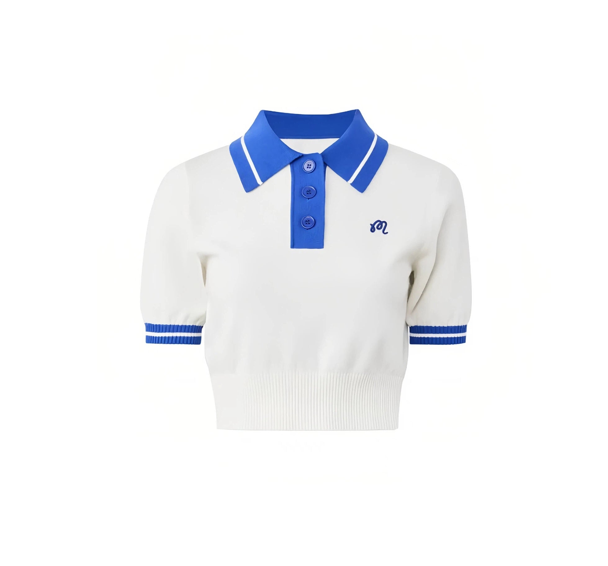 Malbon women knit golf polo blue side profile