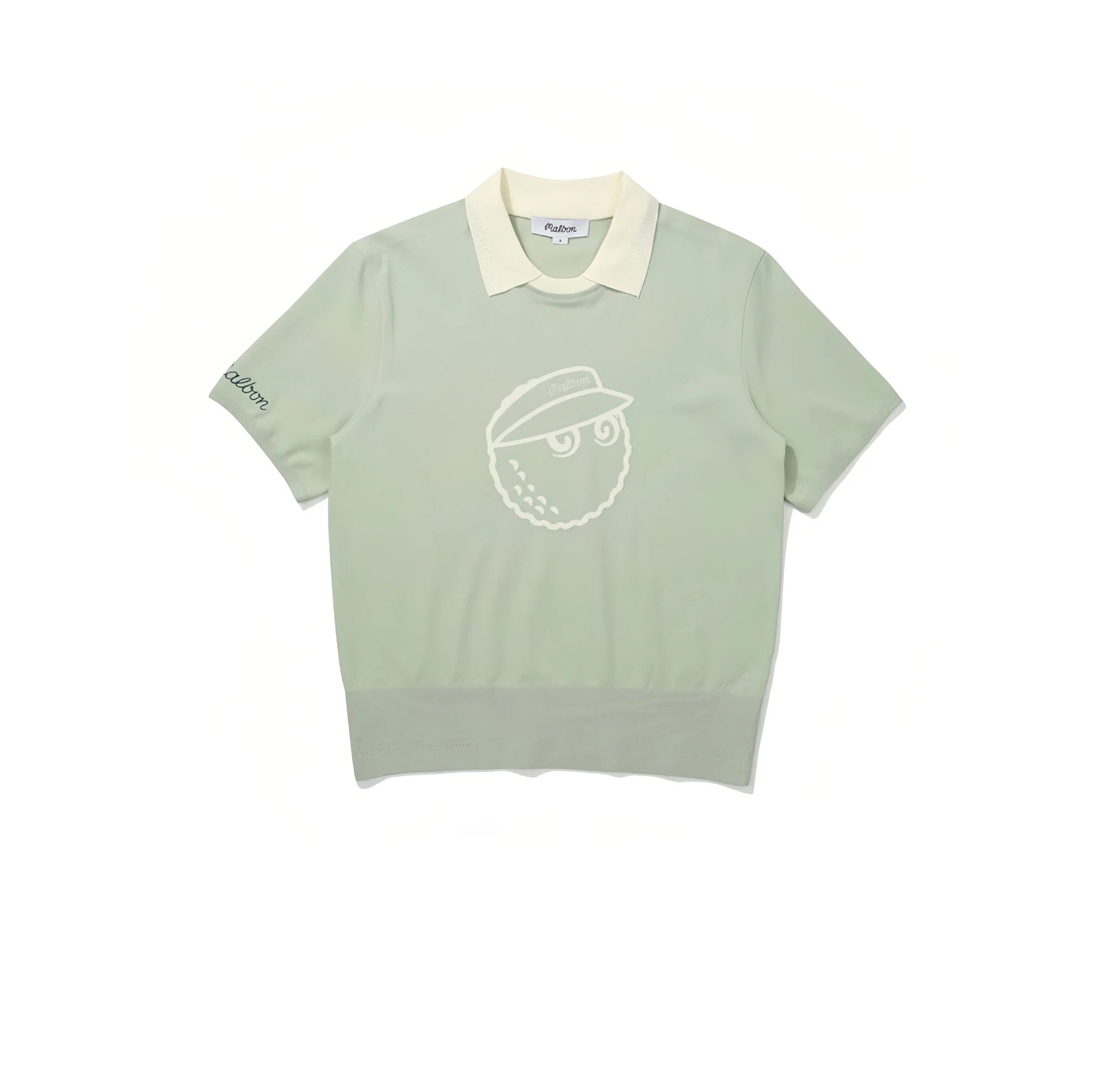 Malbon women knit casual golf polo in light green front view