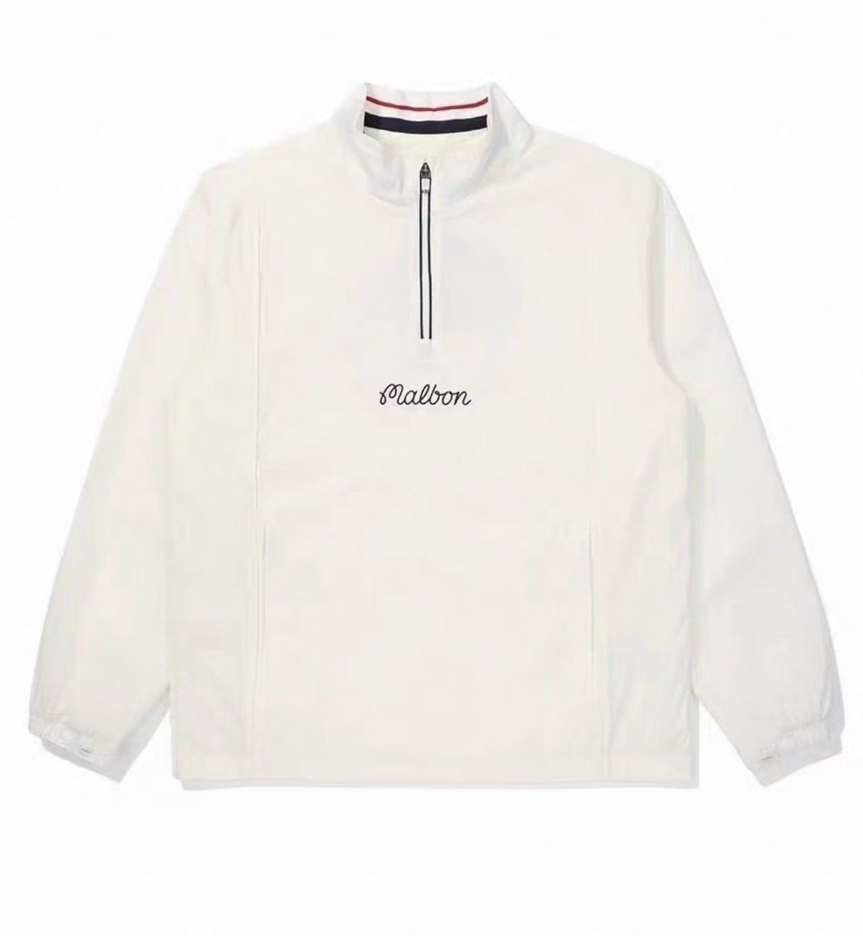 Malbon Golf Men’s Quick-Dry Stand Collar Half-Zip Pullover white front view