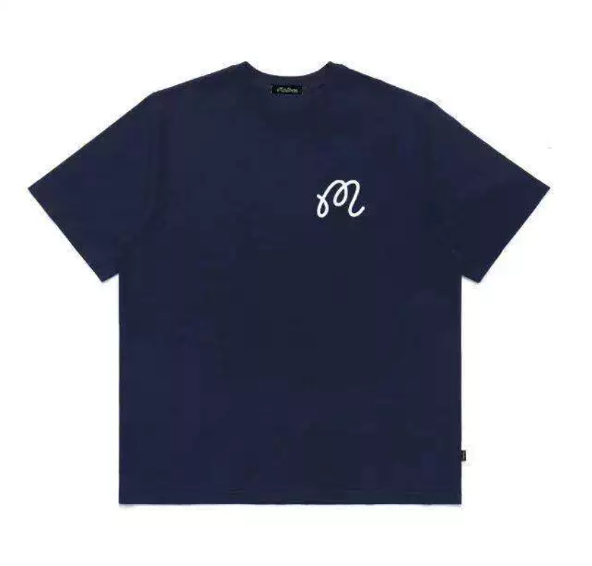 Malbon unisex breathable casual athletic golf T-shirt in Navy Blue, front view