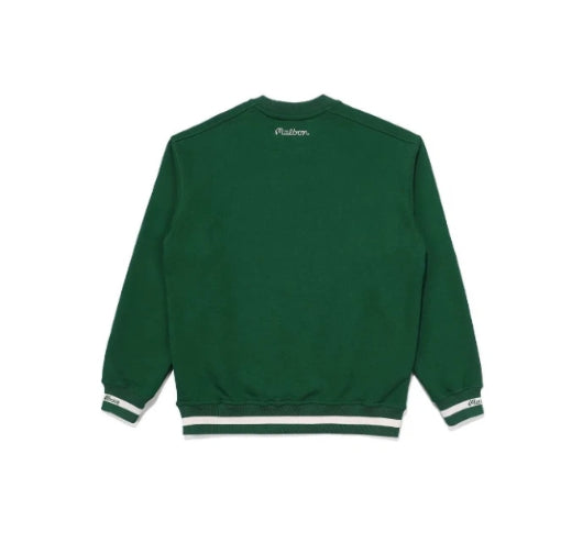 Malbon men's crew-neck logo embroidered golf sweatshirt — embroidered logo close-up