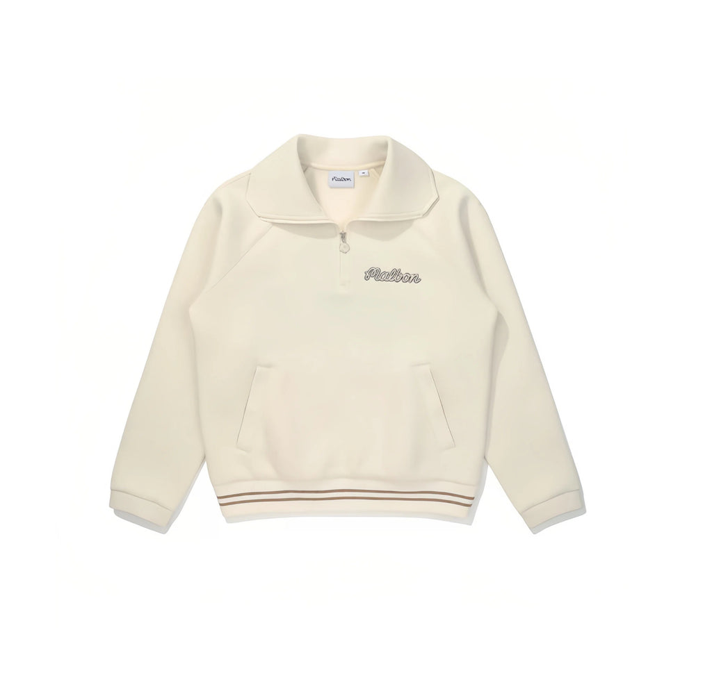 Malbon women polo sweatshirt jacket in beige front view