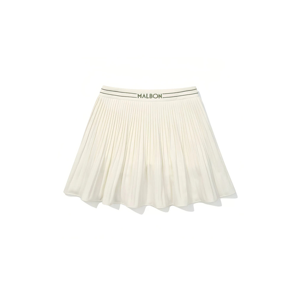 Malbon Women's Knit Polo and Skirt — close-up of M embroidery and contrast trim