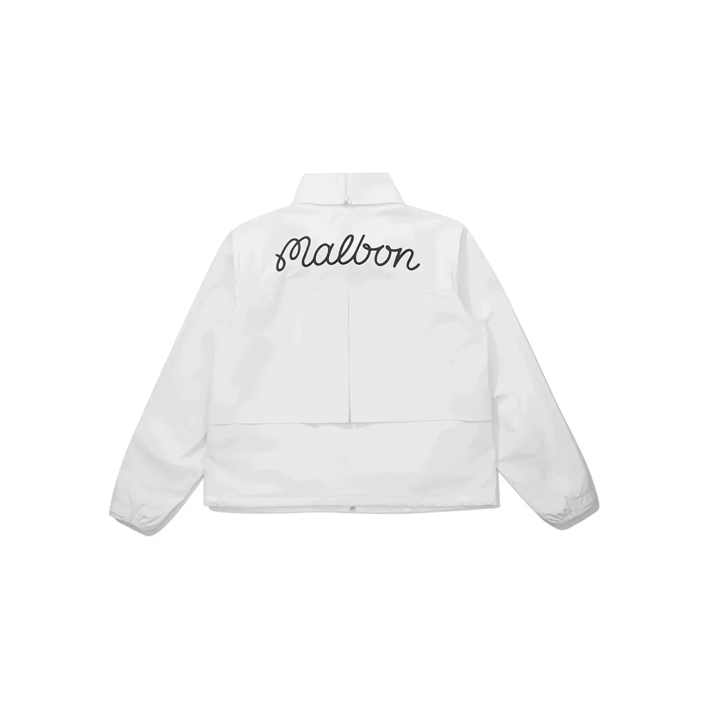 Malbon women hooded golf windbreaker beige side profile
