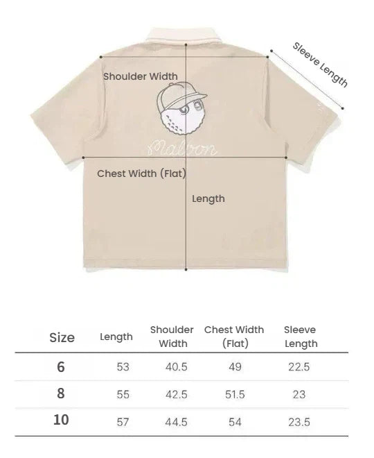 Malbon Women Golf Polo Shirt Casual Sports Collar Tee Khaki size chart