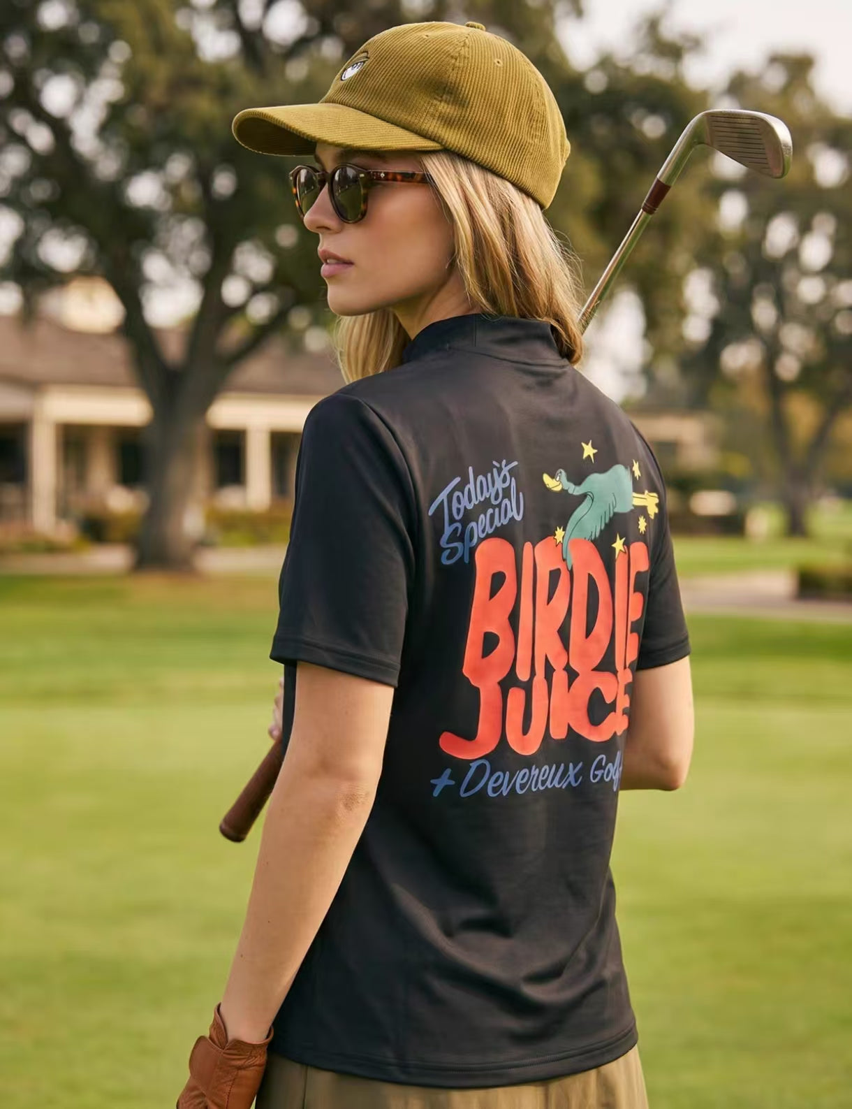 Devereux Black printed golf tee detail