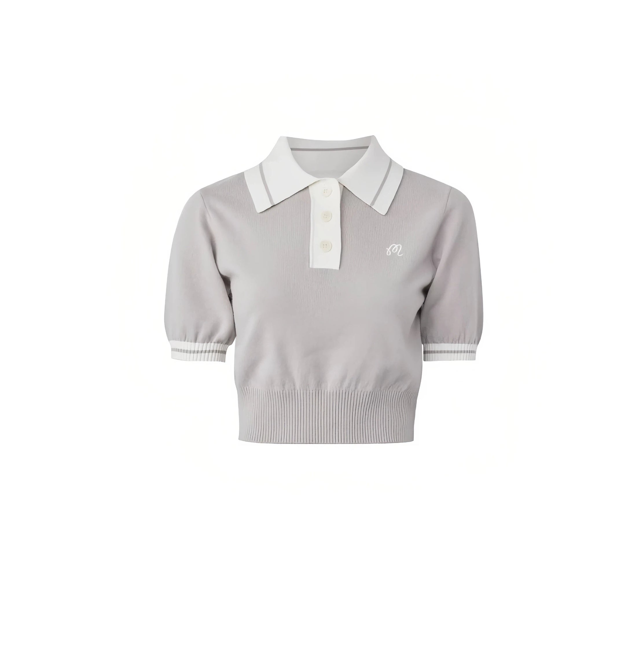 Malbon women knit golf polo sleeve and shoulder seam detail