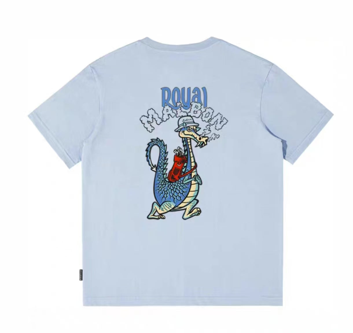 Malbon Unisex Dragon Graphic Heavyweight Golf T-Shirt Blue back view