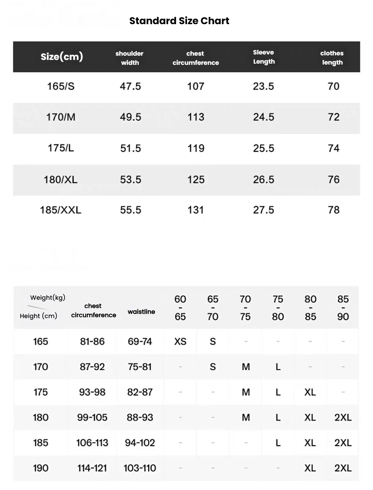 Devereux men’s size chart
