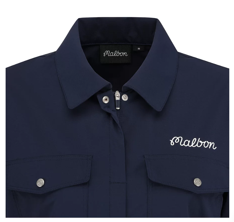 Malbon Golf Women’s Solid Utility Multi-Pocket Short Sleeve Shirt