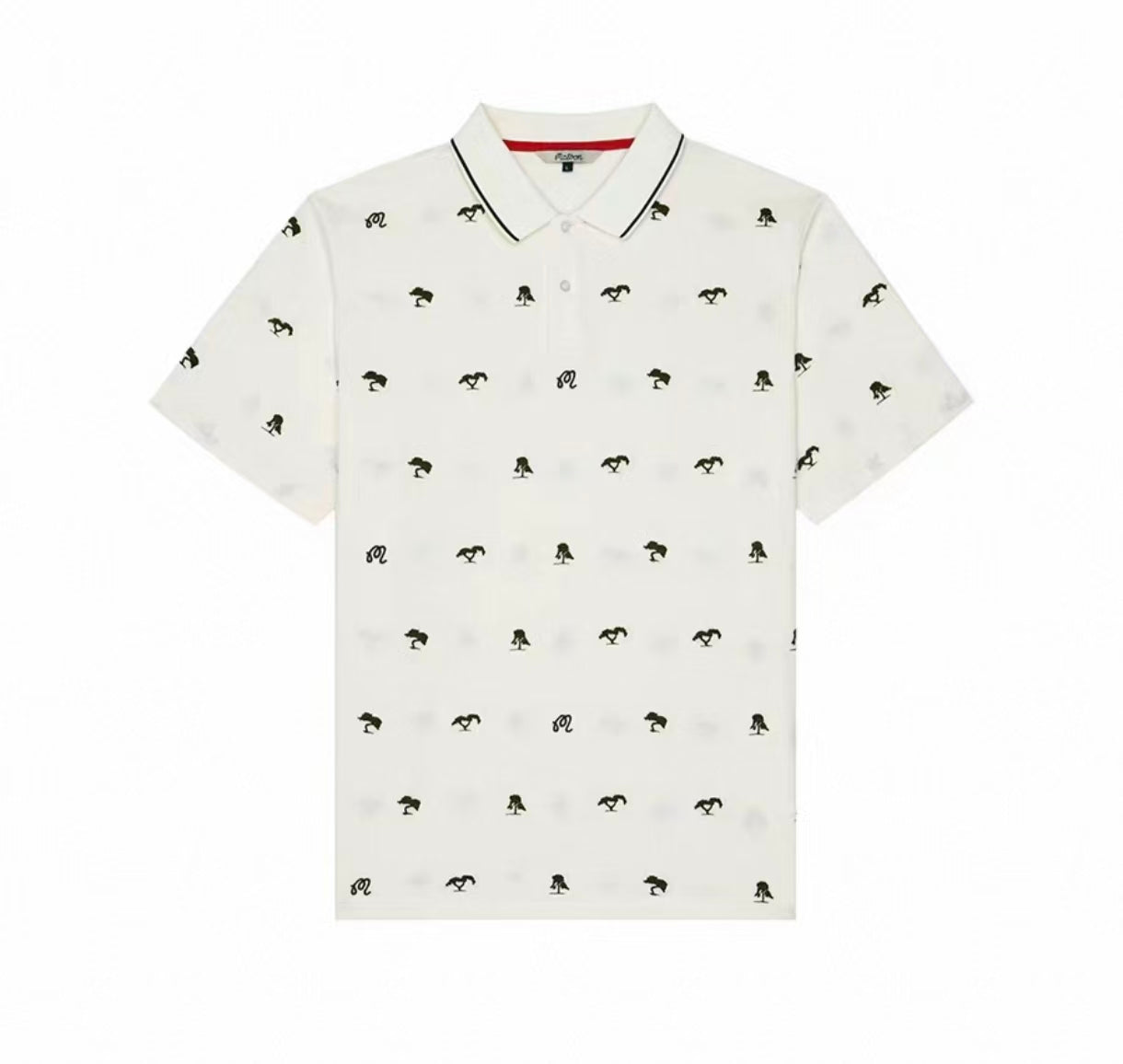 Malbon men's Korean Style Lightweight Athletic Golf Polo in White, front view