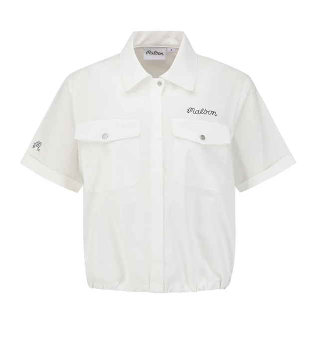 Malbon Golf Women’s Solid Utility Multi-Pocket Short Sleeve Shirt