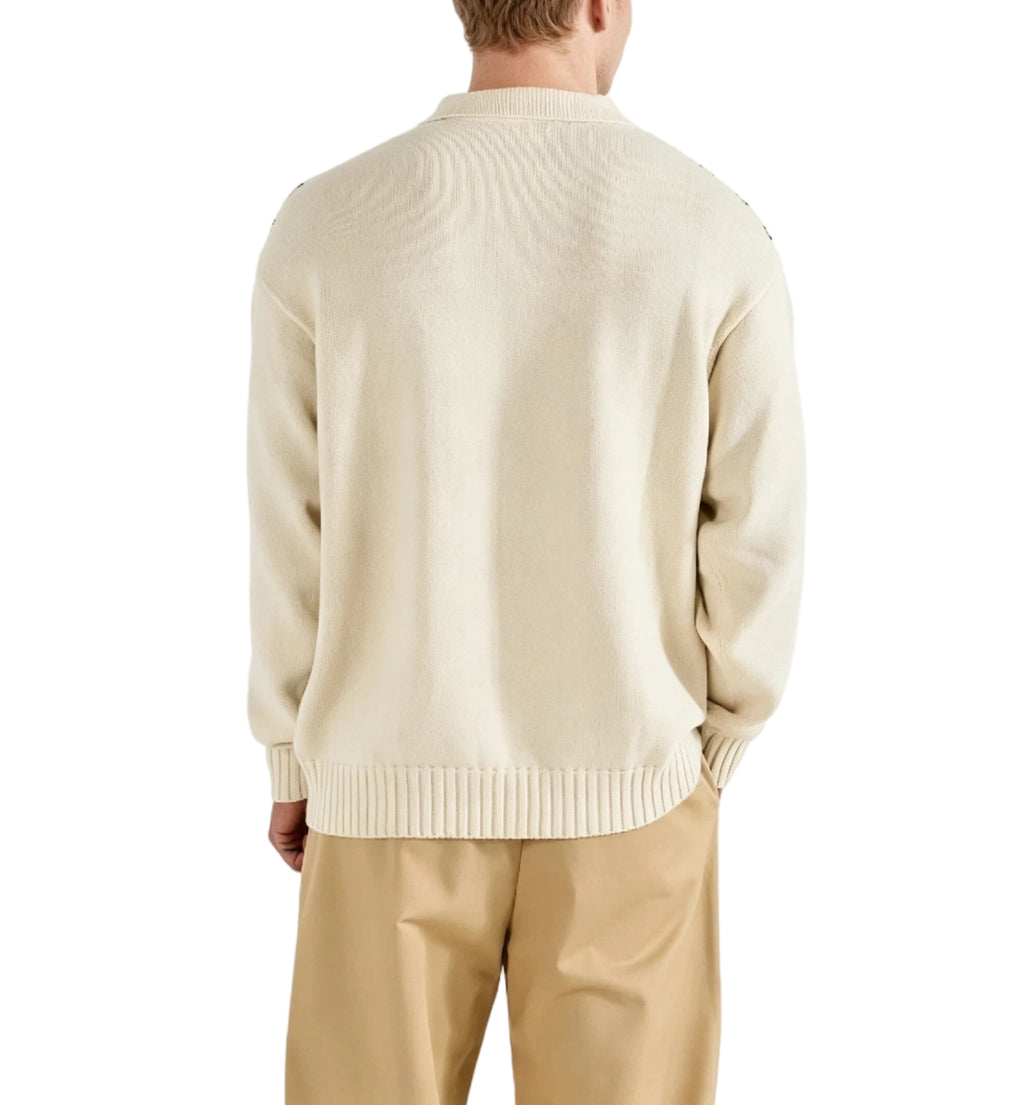 Malbon Links Polo Sweater Beige Beige golf sweater front view