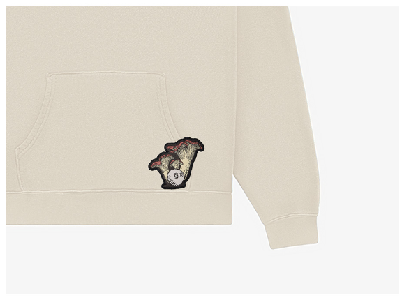 Malbon beige hoodie hem patch detail
