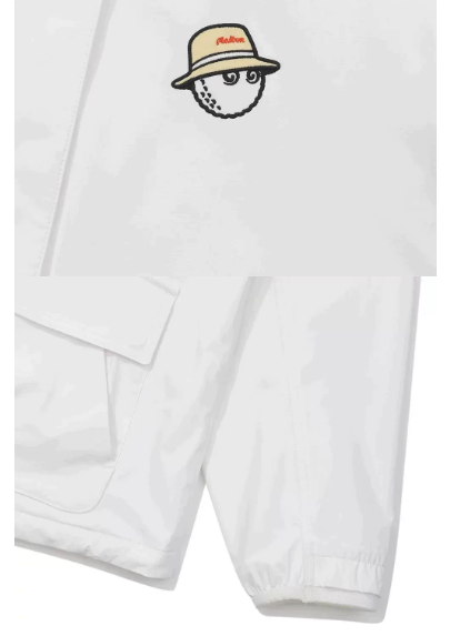 Malbon women hooded golf windbreaker white side profile
