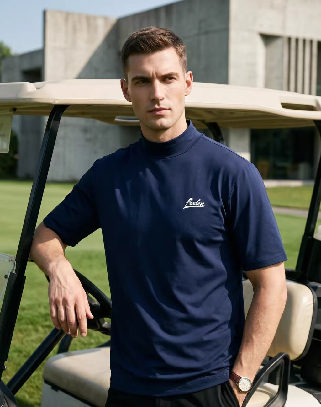 Forden Golf Men’s Cooling Quick-Dry Graphic Mock Neck T-Shirt