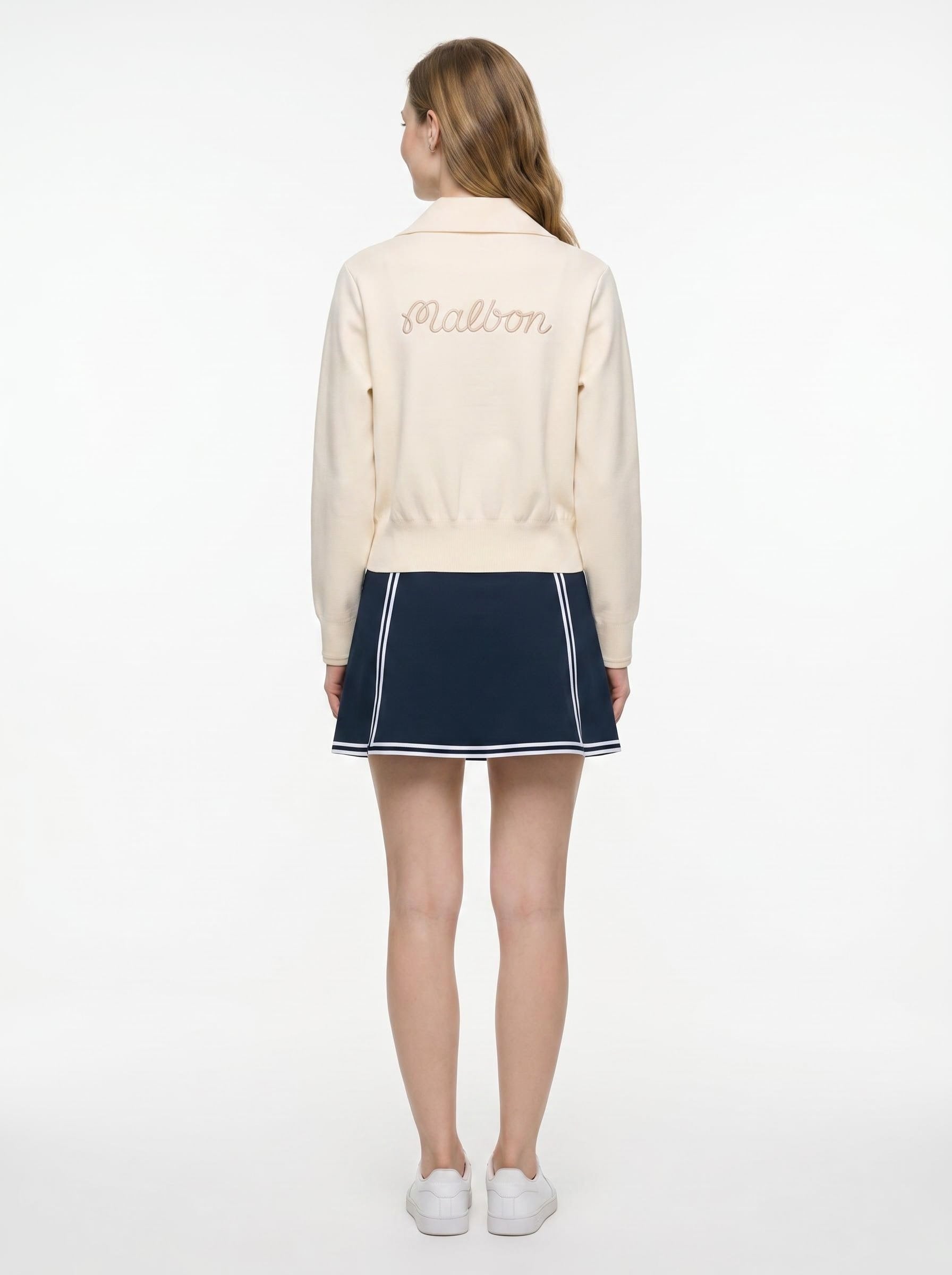 Malbon women's zip-up casual golf jacket — styled lifestyle view 15