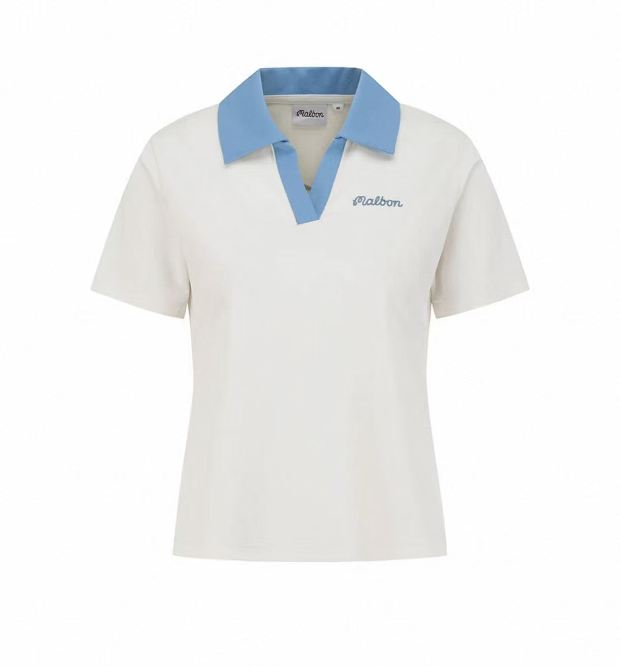 Malbon Women's Slim Fit Breathable Polo Shirt Beige golf polo front view
