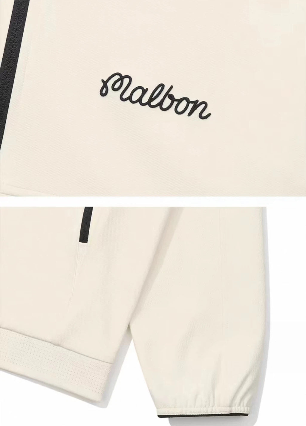 Malbon Studio Seoul Softshell Jacket Beige softshell golf jacket detail view