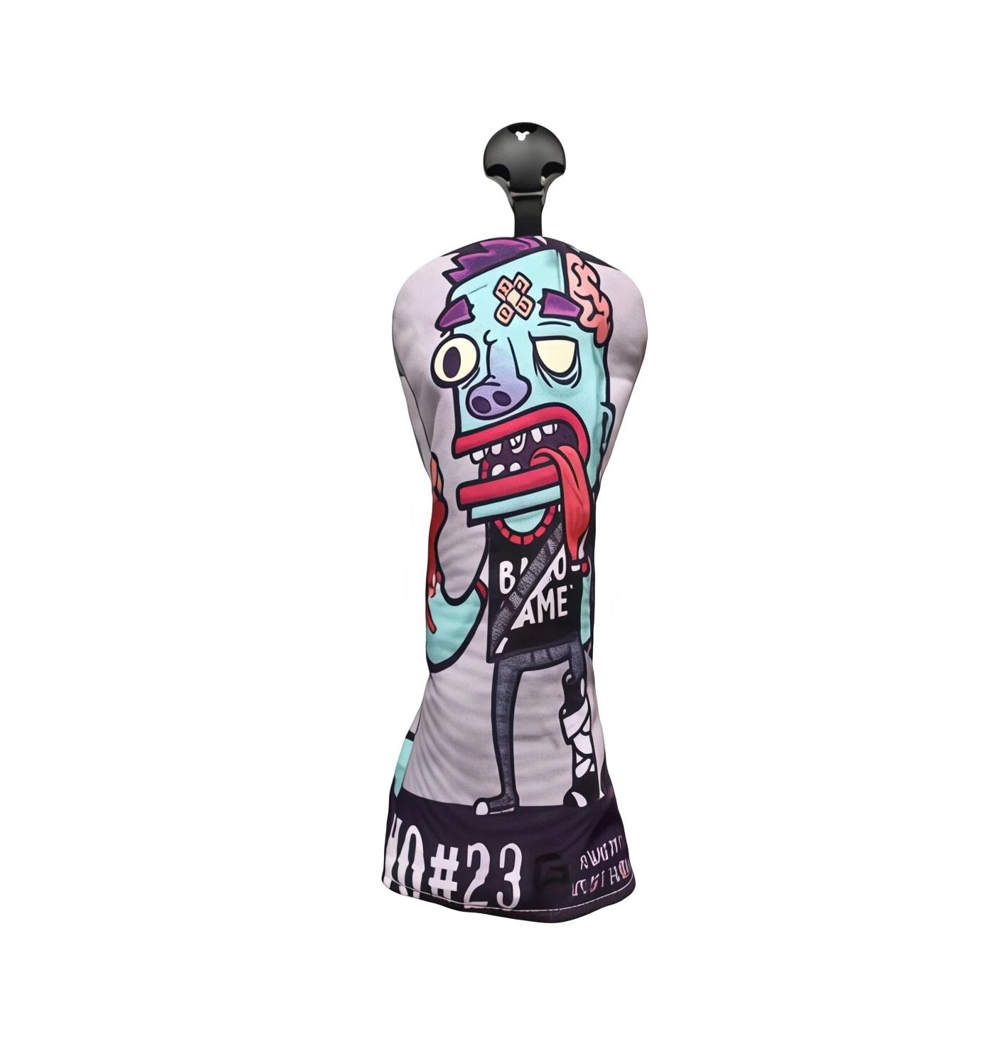 Mannequin torso with colorful graphic design on a white background