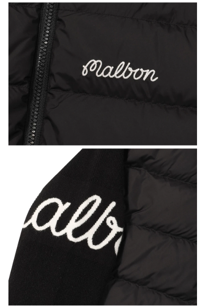 Malbon Golf Women's Knit Down Jacket Black golf apparel logo and chest detail
