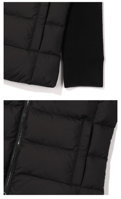 Malbon Golf Women's Knit Down Jacket Black golf apparel hem and quilting detail