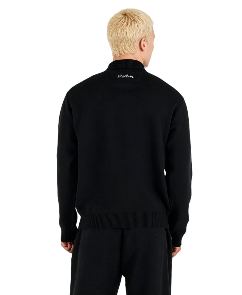 Malbon Studio Seoul Buckets Polo Sweater Black golf apparel worn back view