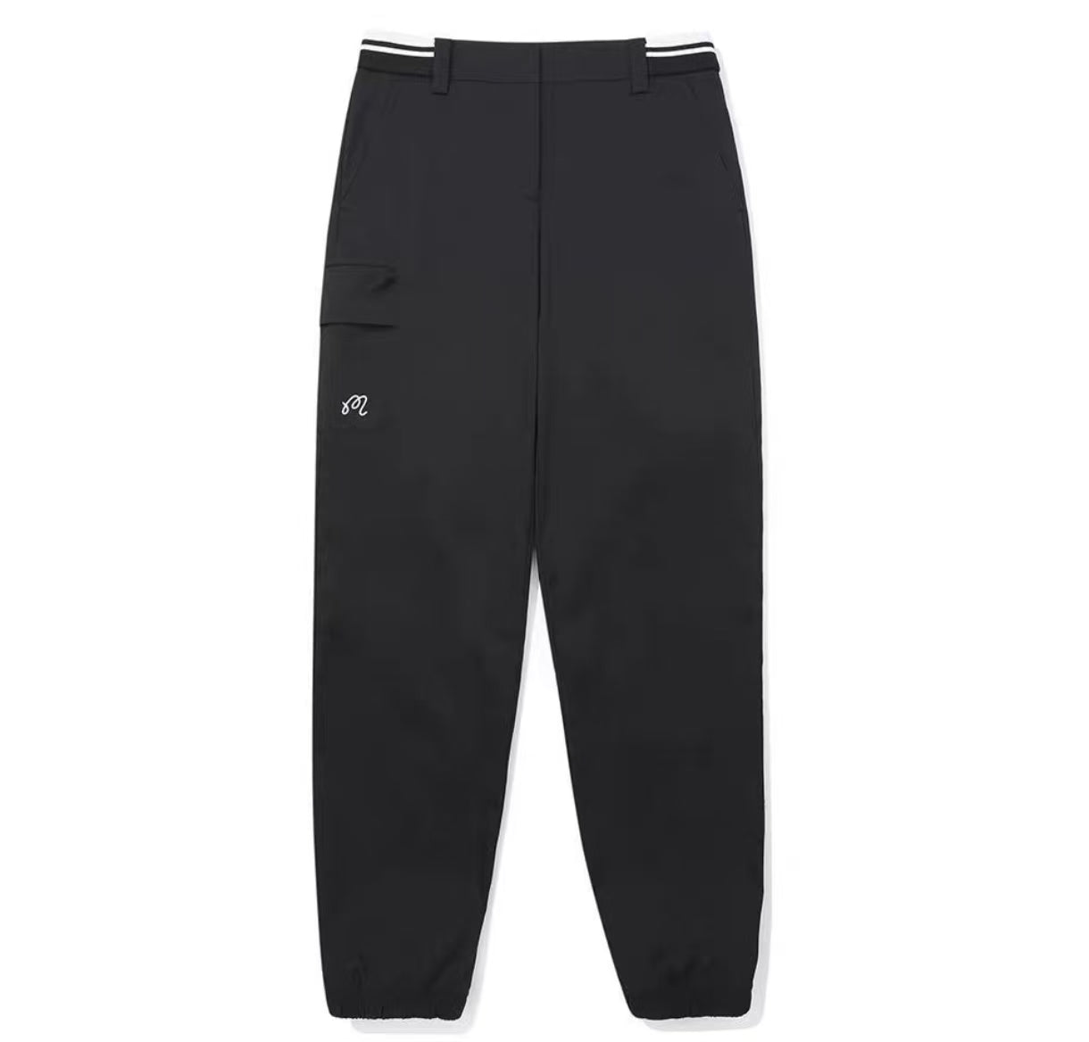 Malbon Women's Lightweight Solid Jogger Pants Black golf jogger pants front view