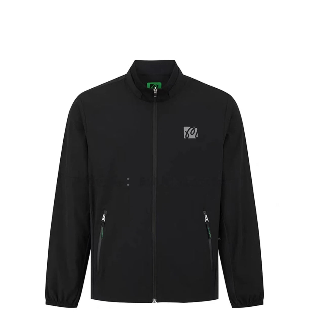 Malbon Studio Seoul Nylon Full-Zip Jacket Black nylon golf jacket front view