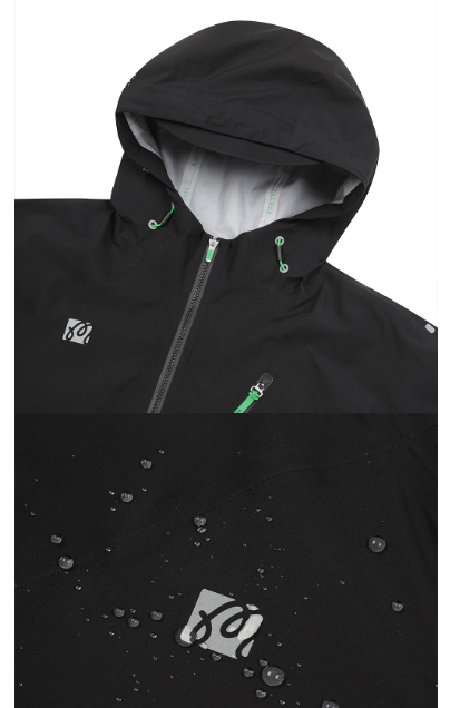 Malbon Studio Seoul 3-Layer Tech Women's Jacket Black golf apparel hood and water-repellent detail
