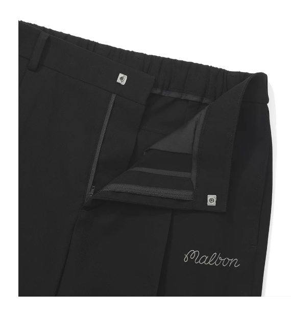 Malbon Studio Seoul Pintuck Straight Pant Black golf pants front view