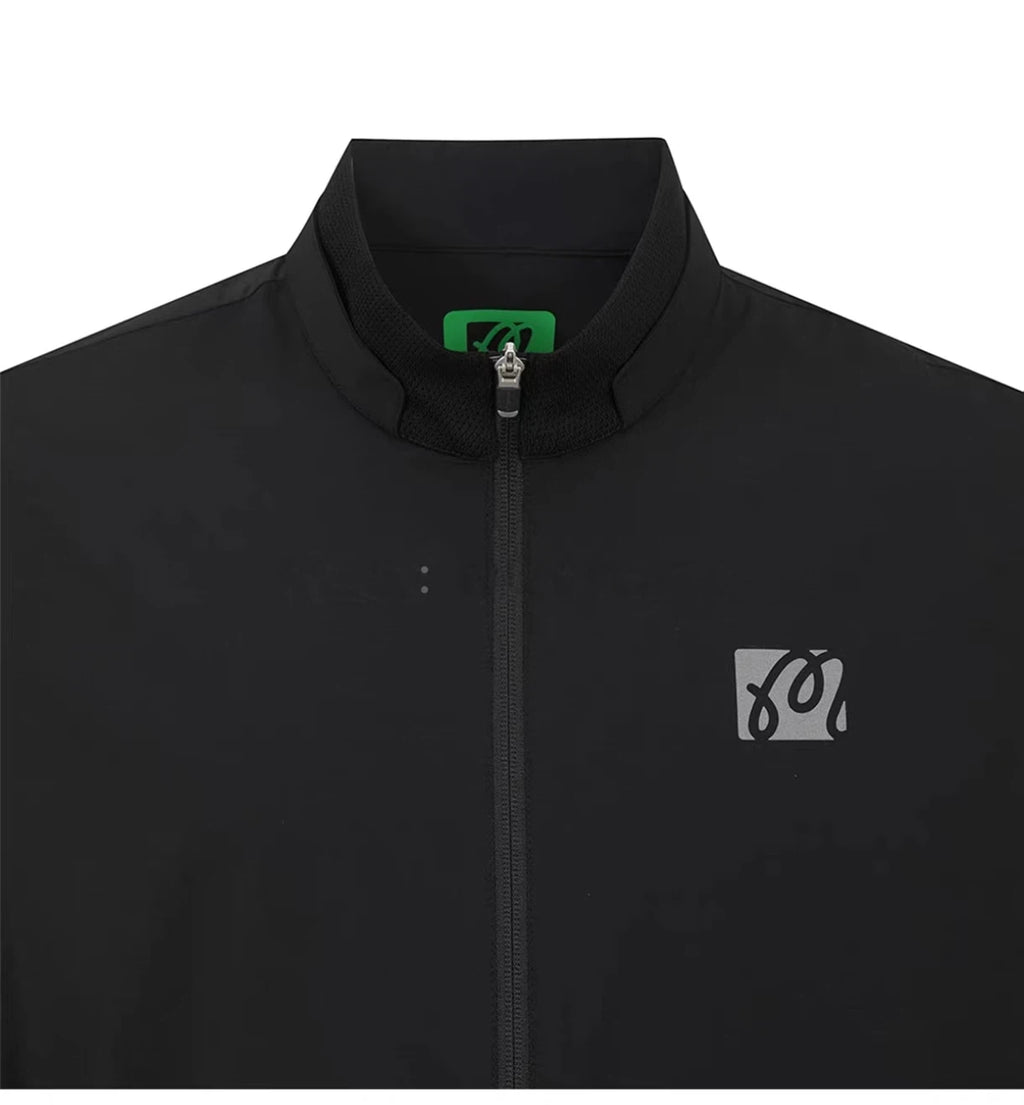 Malbon Studio Seoul Nylon Full-Zip Jacket Black nylon golf jacket front view