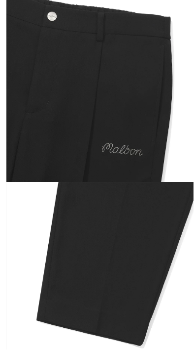Malbon Studio Seoul Pintuck Straight Pant Black golf pants front view
