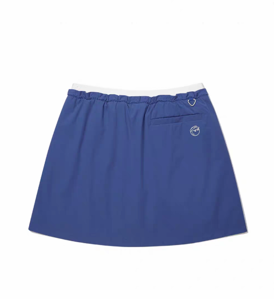 Malbon Studio Seoul Pintuck Flared Skirt Blue golf skirt front view