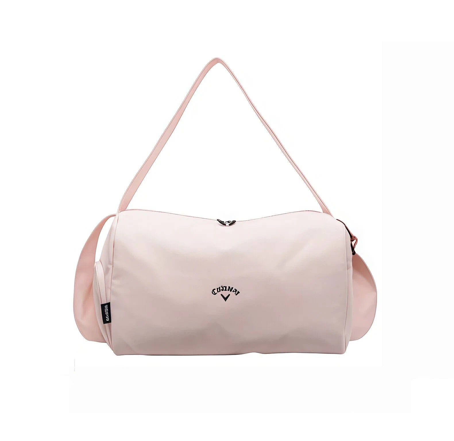 Soft pink Callaway Golf Duffel Bag 2025 with elegant design, embroidered logo, and matching shoulder strap. Ideal for gym, travel, or everyday use.
