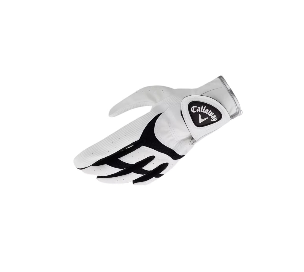 Callaway youth golf glove showing side view with black grip accents, ideal for kids' comfort and performance on the course (left hand).