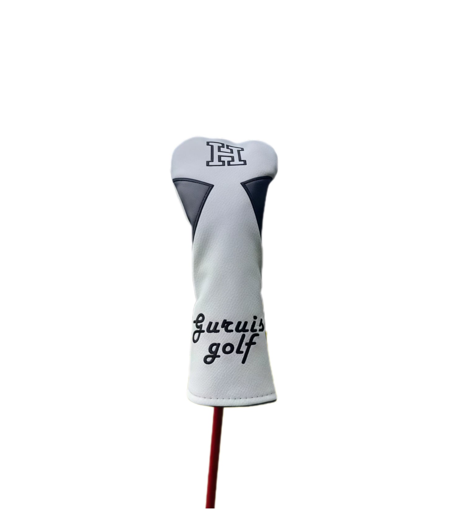 Golf club head cover with 'H' logo and 'Guru's Golf' text on a white background