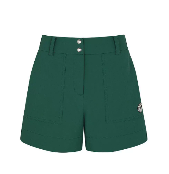 Malbon Women's Logo Quick-Dry Relaxed Shorts Green quick-dry golf shorts front view