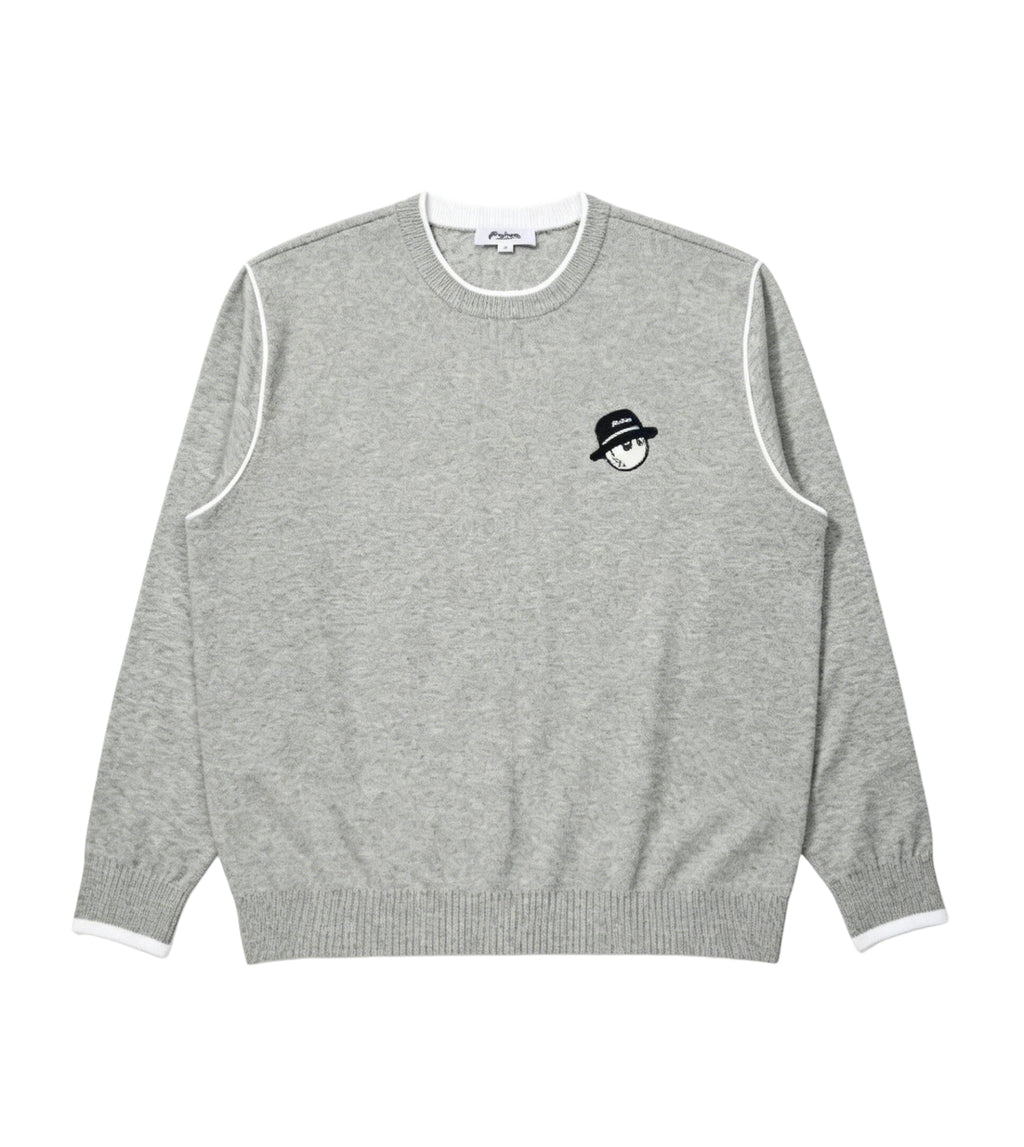 Malbon Studio Seoul Double-Knit Men's Pullover Grey golf apparel front view