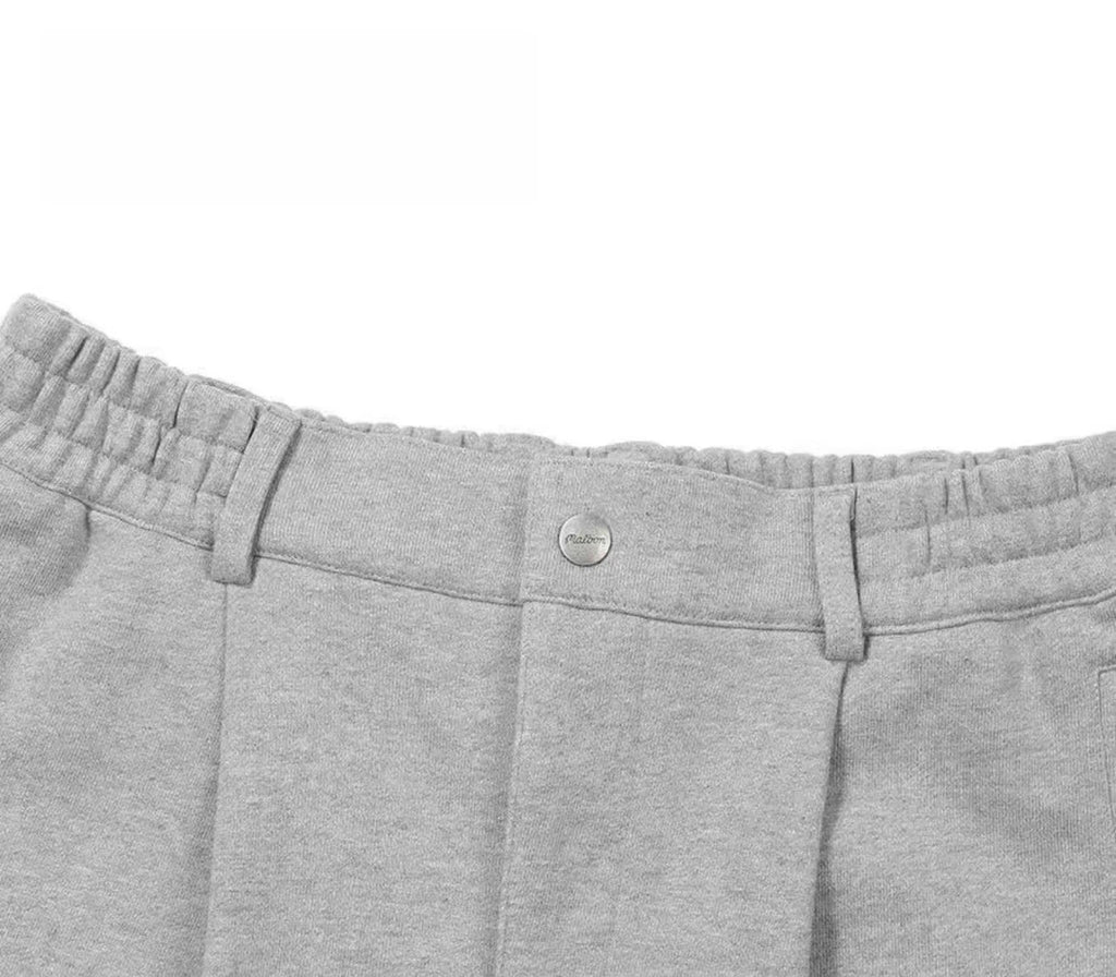 Malbon Men's Solid Embroidered Knit Shorts Grey knit golf shorts front view