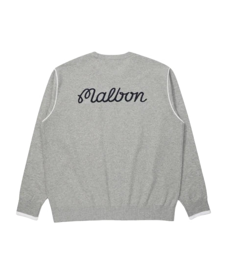 Malbon Studio Seoul Double-Knit Men's Pullover Grey golf apparel back view