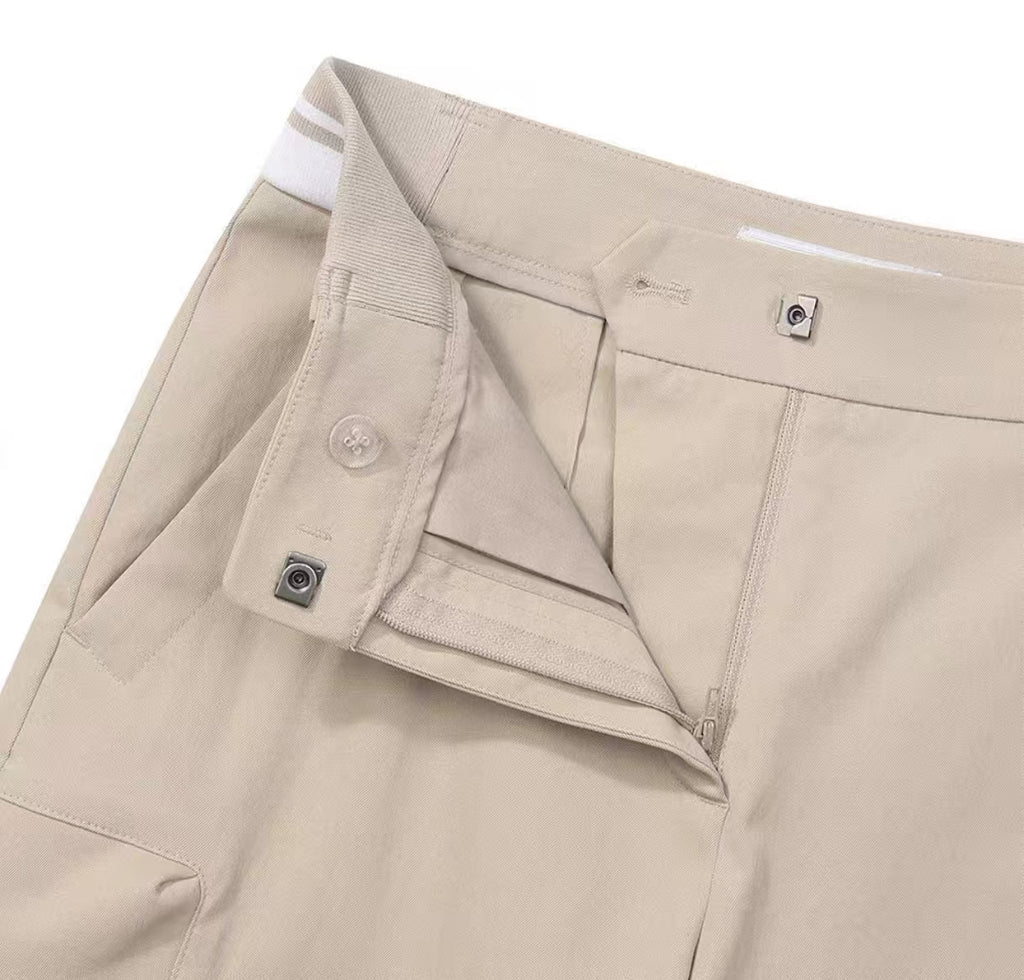 Malbon Women's Lightweight Solid Jogger Pants Khaki golf jogger pants front view