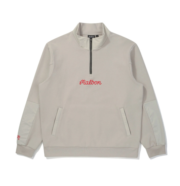 Malbon Men's Lightweight Casual Golf Jacket Khaki lightweight golf jacket front view